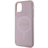 Guess GUHMN61PSAHMCP fodtøj til iPhone 11 / Xr - pink Saffiano MagSafe