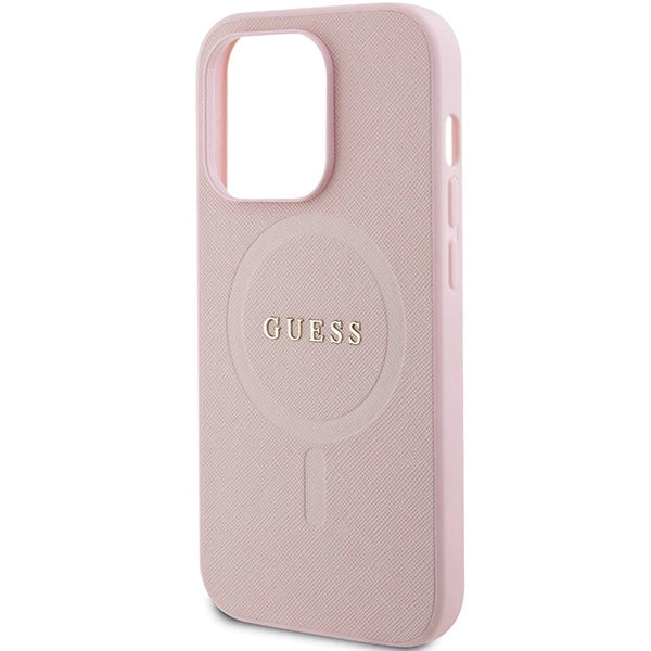 Guess GUHMP13LPSAHMCP fodtøj til iPhone 13 Pro / 13 - pink Saffiano MagSafe