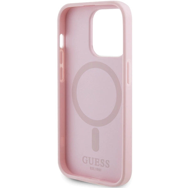 Guess GUHMP13LPSAHMCP fodtøj til iPhone 13 Pro / 13 - pink Saffiano MagSafe