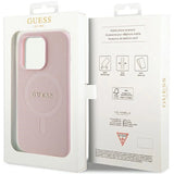 Guess GUHMP13LPSAHMCP fodtøj til iPhone 13 Pro / 13 - pink Saffiano MagSafe
