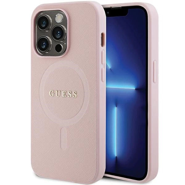 Guess GUHMP14XPSAHMCP-fodtæppe til iPhone 14 Pro Max - pink Saffiano MagSafe
