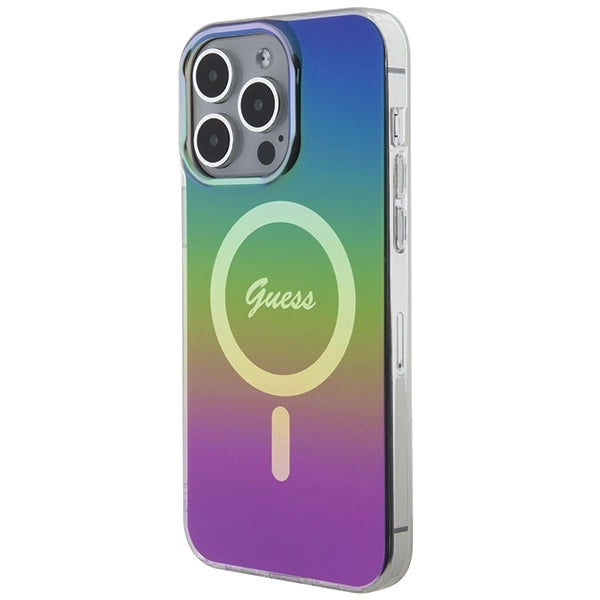 Guess IML Iridescent MagSafe-hylster til iPhone 15 Pro - sort