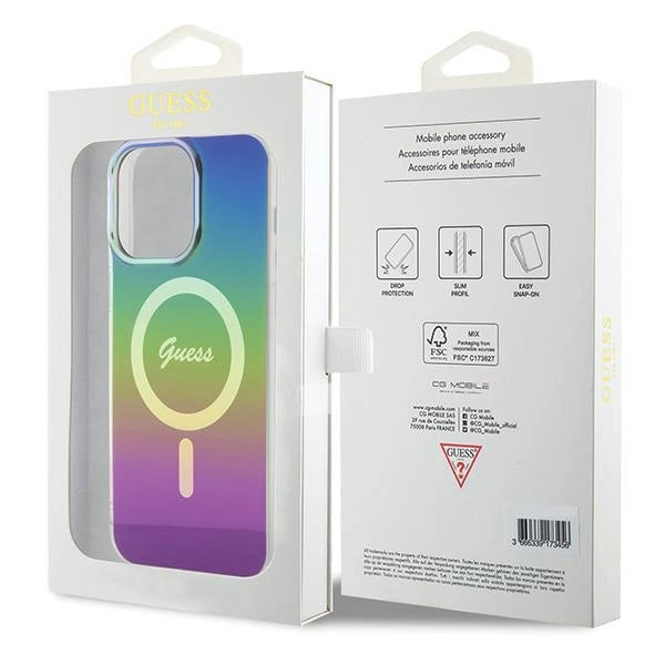 Guess IML Iridescent MagSafe-hylster til iPhone 15 Pro - sort