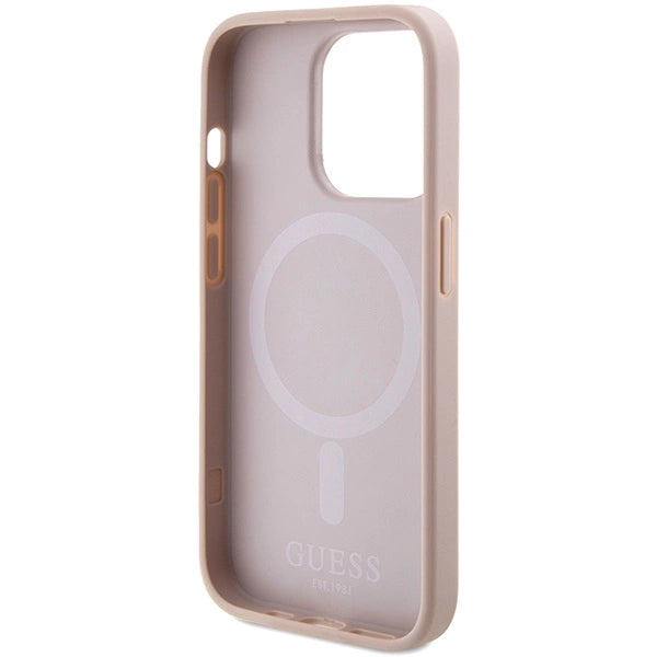 Guess Saffiano MagSafe-fodral til iPhone 15 Pro - pink