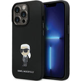 Karl Lagerfeld KLHCP13LSMHKNPK case for iPhone 13 Pro / 13 - black Silicone Ikonik Metal Pin
