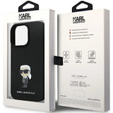 Karl Lagerfeld KLHCP13LSMHKNPK case for iPhone 13 Pro / 13 - black Silicone Ikonik Metal Pin