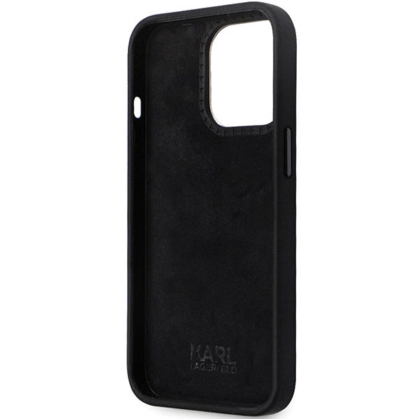 Karl Lagerfeld KLHCP14LSMHCNPK case for iPhone 14 Pro - black Silicone C Metal Pin