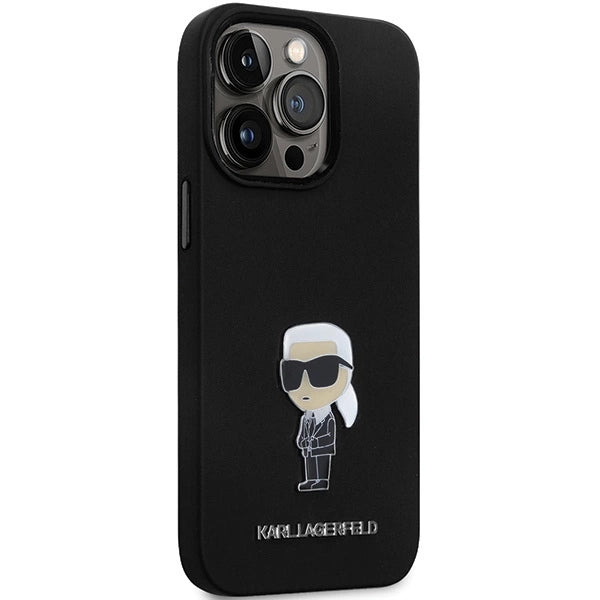 Karl Lagerfeld KLHCP14XSMHKNPK case for iPhone 14 Pro Max 6.7" - black Silicone Ikonik Metal Pin