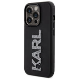 Karl Lagerfeld 3D Rubber Glitter Logo iPhone 15 Pro Case - Black