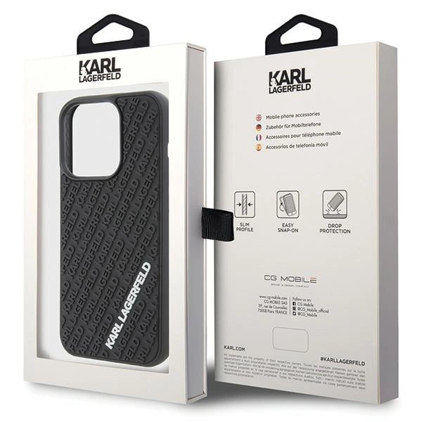 Karl Lagerfeld 3D Rubber Multi Logo case for iPhone 15 Pro - black