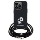 Karl Lagerfeld Crossbody Saffiano Metal Pin Karl & Choupette case for iPhone 15 Pro - black