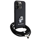 Karl Lagerfeld Crossbody Saffiano Metal Pin Karl & Choupette case for iPhone 15 Pro - black