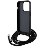 Karl Lagerfeld Crossbody Saffiano Monogram Metal Pin Karl & Choupette Case for iPhone 15 Pro - Black