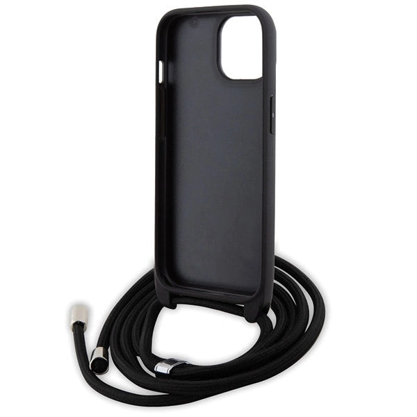 Karl Lagerfeld Crossbody Saffiano Metal Pin Karl & Choupette case for iPhone 15 Plus - black