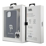 Karl Lagerfeld Crossbody Saffiano Monogram Metal Pin Karl & Choupette Case for iPhone 15 - Black