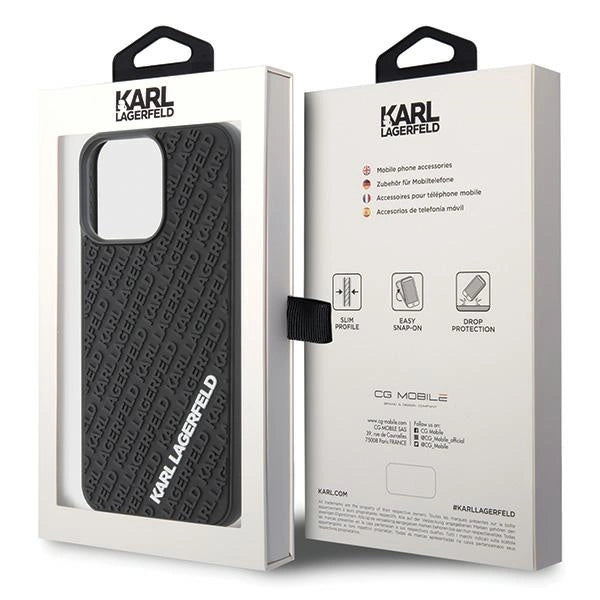 Karl Lagerfeld 3D Rubber Multi Logo case for iPhone 15 Pro Max - black