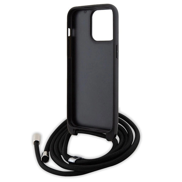 Karl Lagerfeld Crossbody Saffiano Monogram Metal Pin Karl & Choupette Case for iPhone 15 Pro Max - Black