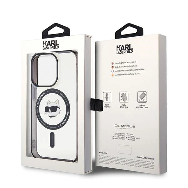 Karl Lagerfeld IML Choupette's Head MagSafe case for iPhone 15 Pro - transparent