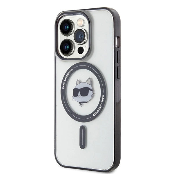 Karl Lagerfeld IML Choupette's Head MagSafe case for iPhone 15 Pro - transparent
