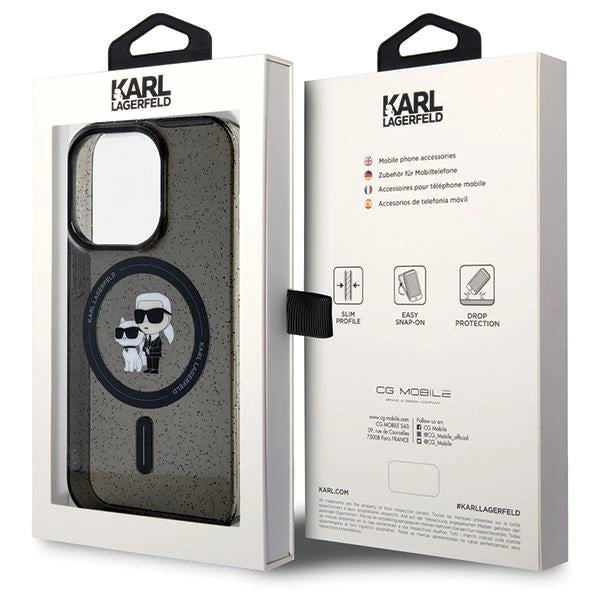 Karl Lagerfeld Karl&Choupette Glitter MagSafe case for iPhone 15 Pro - black