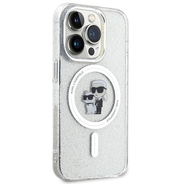Karl Lagerfeld Karl&Choupette Glitter MagSafe case for iPhone 15 Pro - transparent