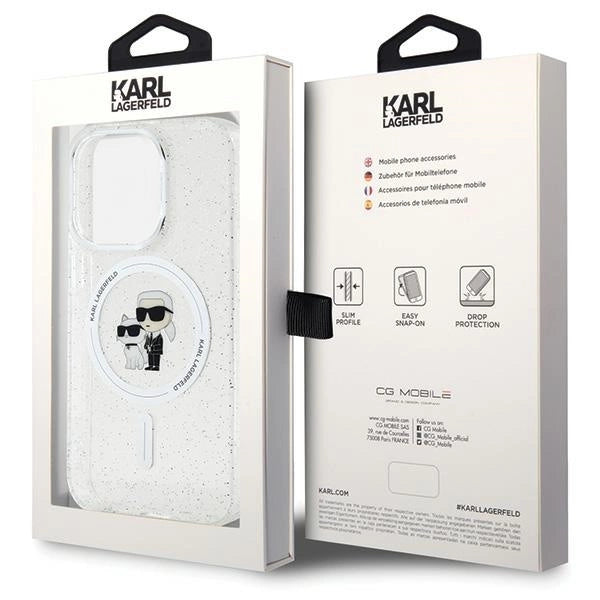 Karl Lagerfeld Karl&Choupette Glitter MagSafe case for iPhone 15 Pro - transparent