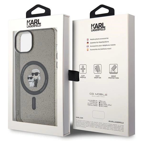 Karl Lagerfeld Karl&Choupette Glitter MagSafe case for iPhone 15 - black