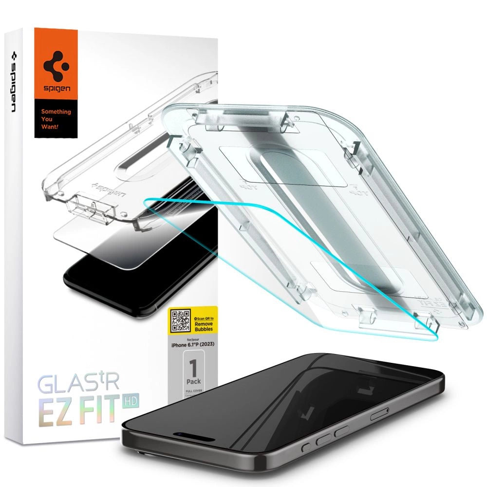 Spigen Glas.tR EZ Fit hærdet glas til iPhone 15 Pro
