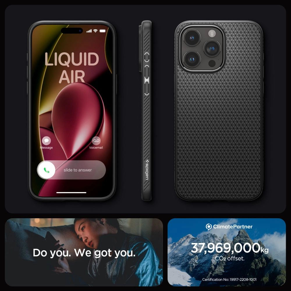 Spigen Liquid Air iPhone 15 Pro Case - Matte sort