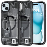 Spigen Ultra Hybrid Mag Case med MagSafe til iPhone 15 Plus - mørkgrå (Zero One mønster)