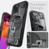 Spigen Ultra Hybrid Mag Case med MagSafe til iPhone 15 Plus - mørkgrå (Zero One mønster)