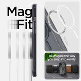 Spigen Ultra Hybrid Mag Case med MagSafe til iPhone 15 Plus - mørkgrå (Zero One mønster)