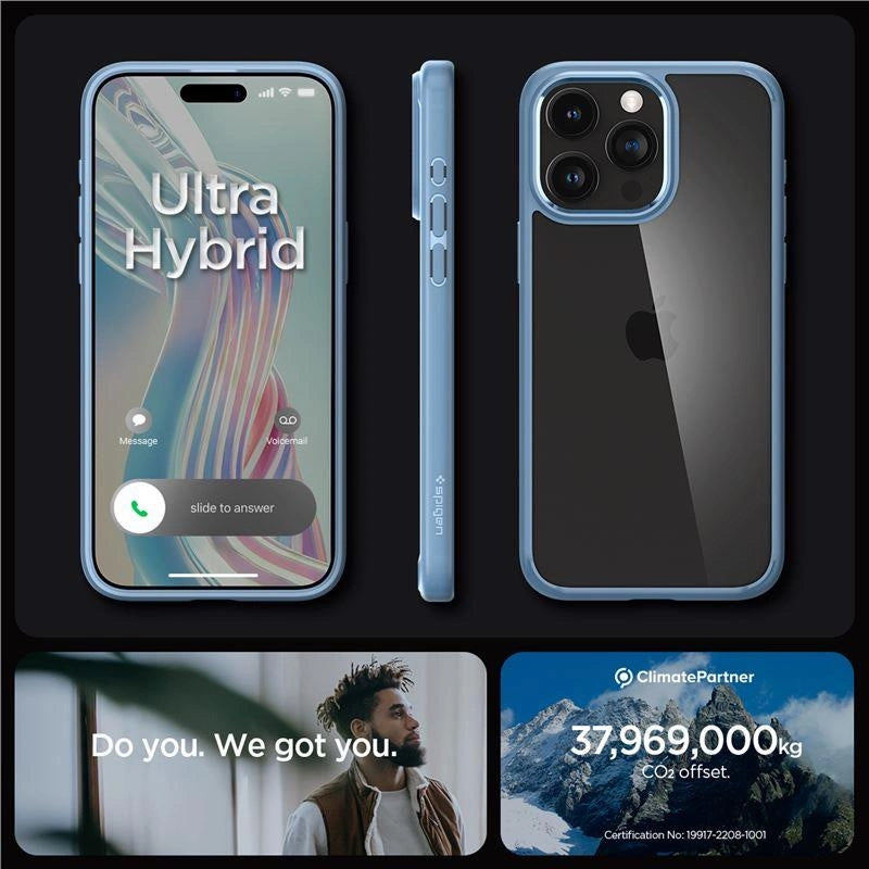 Spigen Crystal Hybrid Case til iPhone 15 Pro Max - Clear Blue