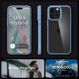 Spigen Crystal Hybrid Case til iPhone 15 Pro Max - Clear Blue