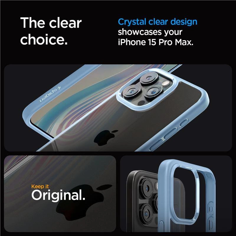 Spigen Crystal Hybrid Case til iPhone 15 Pro Max - Clear Blue