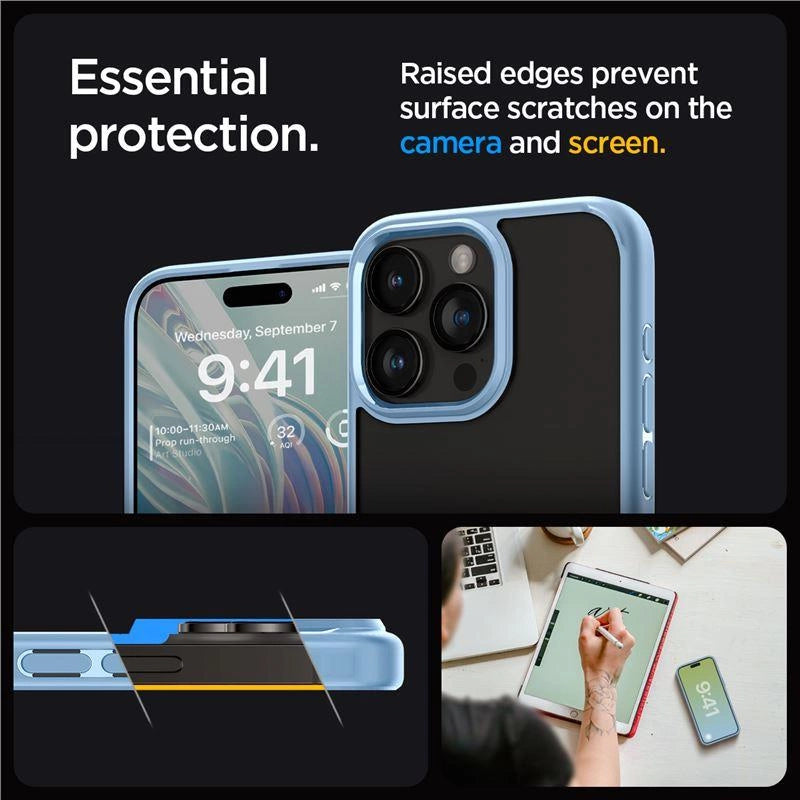 Spigen Crystal Hybrid Case til iPhone 15 Pro Max - Clear Blue