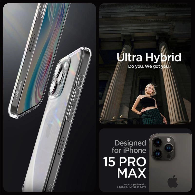 Spigen Crystal Hybrid Case til iPhone 15 Pro Max - klar