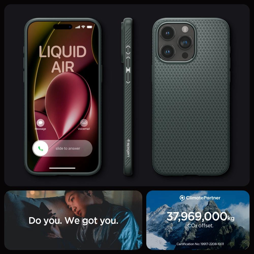 Spigen Liquid Air iPhone 15 Pro Max-kasse - mørkegrøn