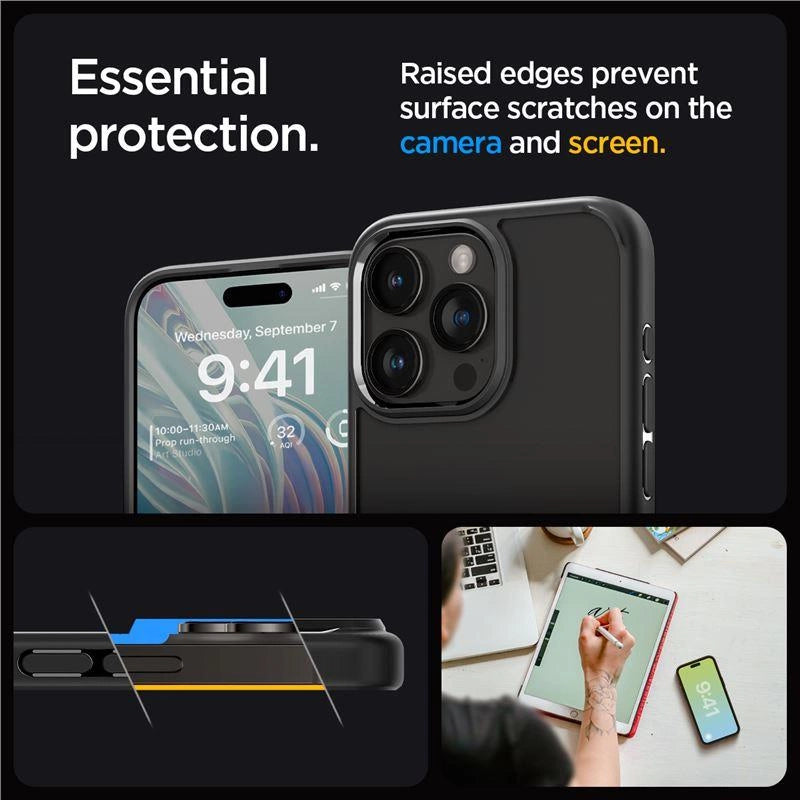 Spigen Crystal Hybrid iPhone 15 Pro Case - sort