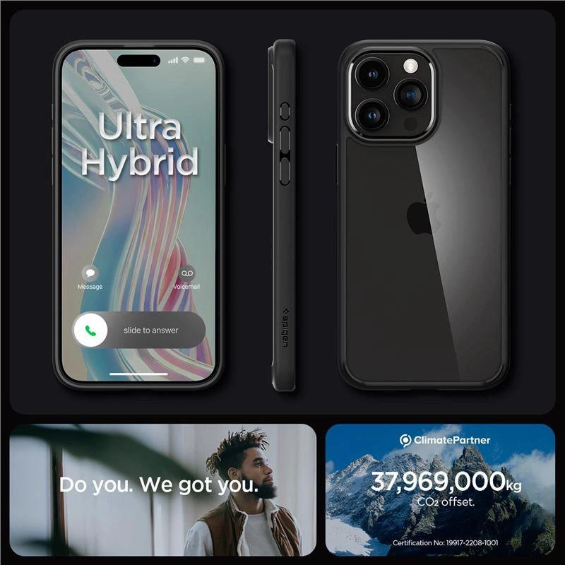 Spigen Crystal Hybrid iPhone 15 Pro Case - sort