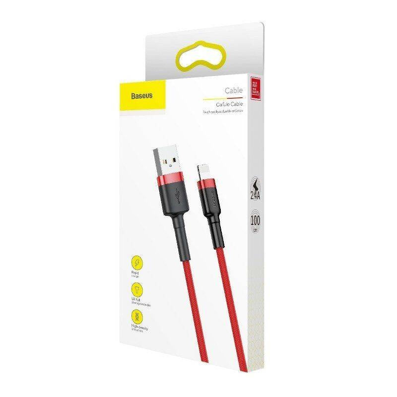 Baseus Cafule USB Lightning Cable 2,4A 0,5m (rød)