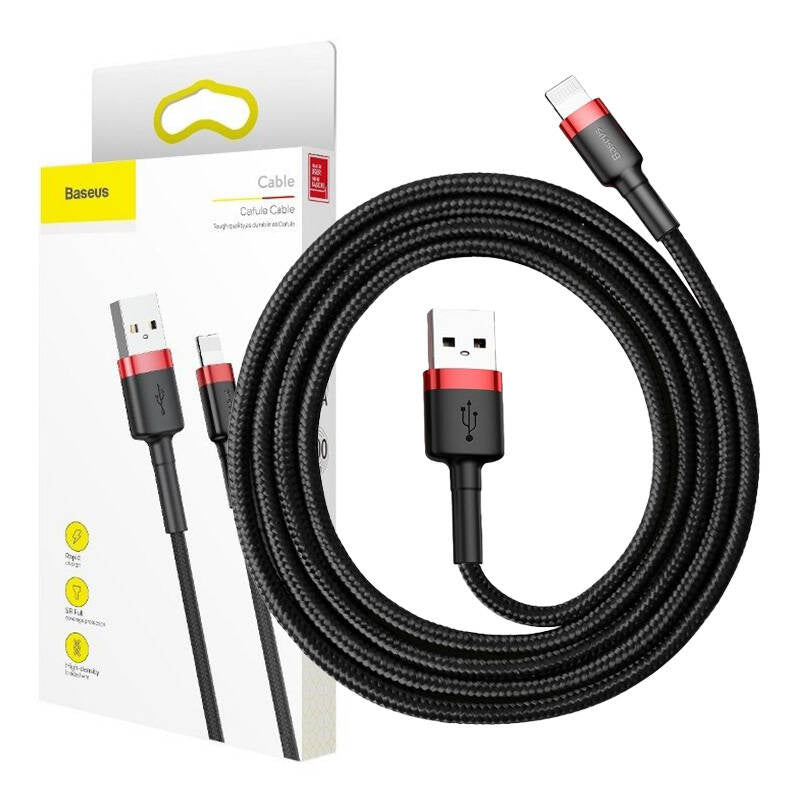 Baseus Cafule USB Lightning Cable 1,5A 2m (sort+rødt)
