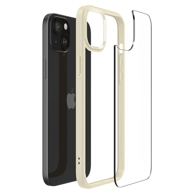 Spigen Crystal Hybrid iPhone 15 Plus Case - Gennemsigtig beige
