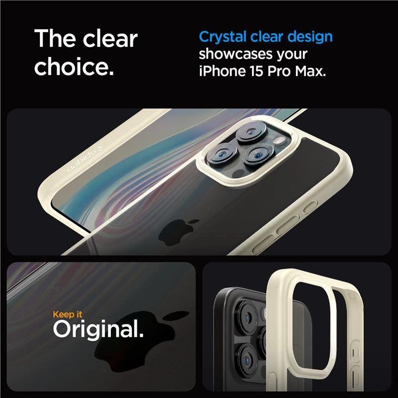 Spigen Crystal Hybrid Case til iPhone 15 Pro Max - klar beige