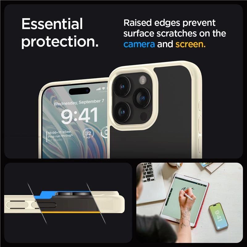 Spigen Crystal Hybrid Case til iPhone 15 Pro Max - klar beige