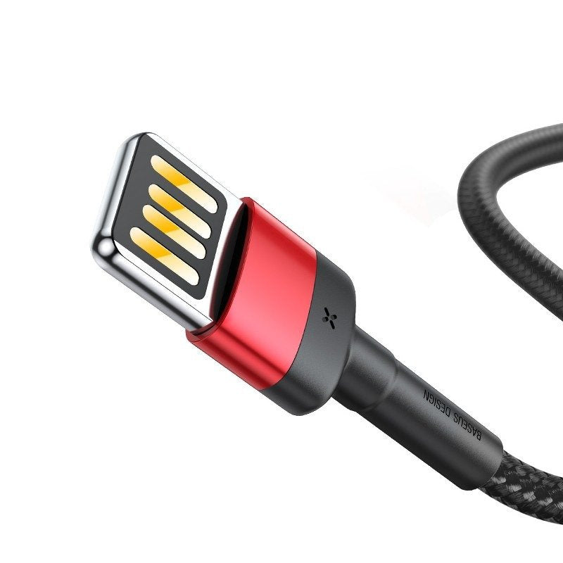 Baseus Cafule Dobbeltsidet USB-lyskablet 2,4A 1m (sort+rødt)
