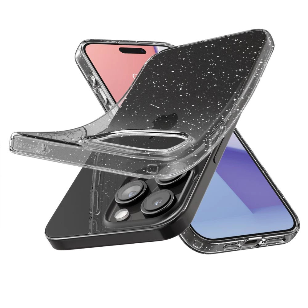 Spigen flydende krystal iPhone 15 Pro Case - Clear Glitter