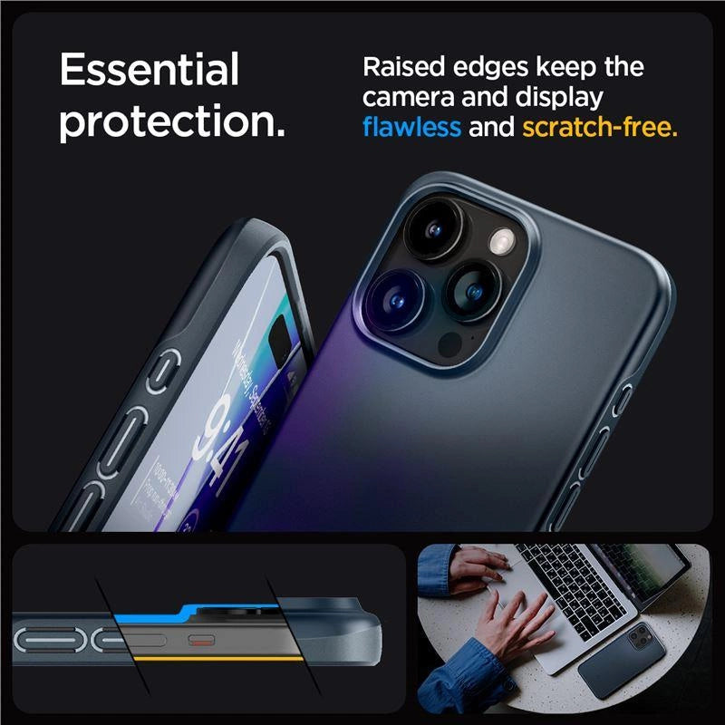 Spigen Thin Fit iPhone 15 Pro Max-kasse - sort metal