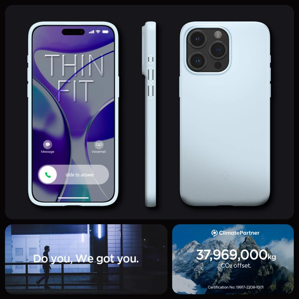 Spigen Thin Fit-fodral til iPhone 15 Pro Max - lysblå