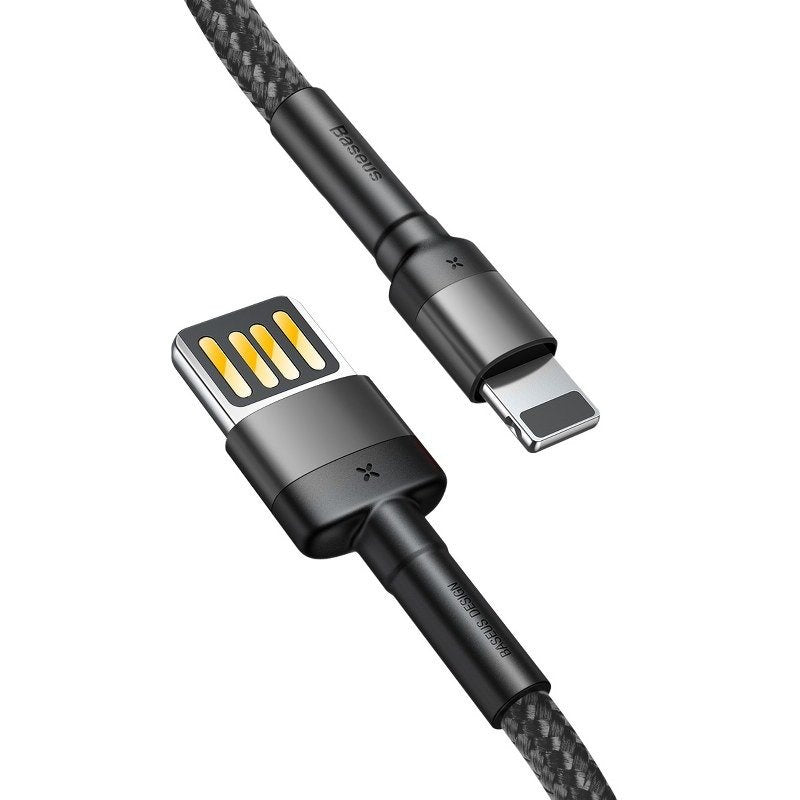 Baseus Cafule Dobbeltsidet USB-lyskablet 1,5A 2m (grå+sort)